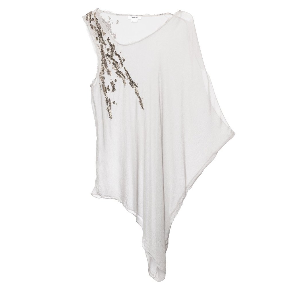 Helmut Lang Embellished Sequin Asymmetrical Blouse Tank Top Medium